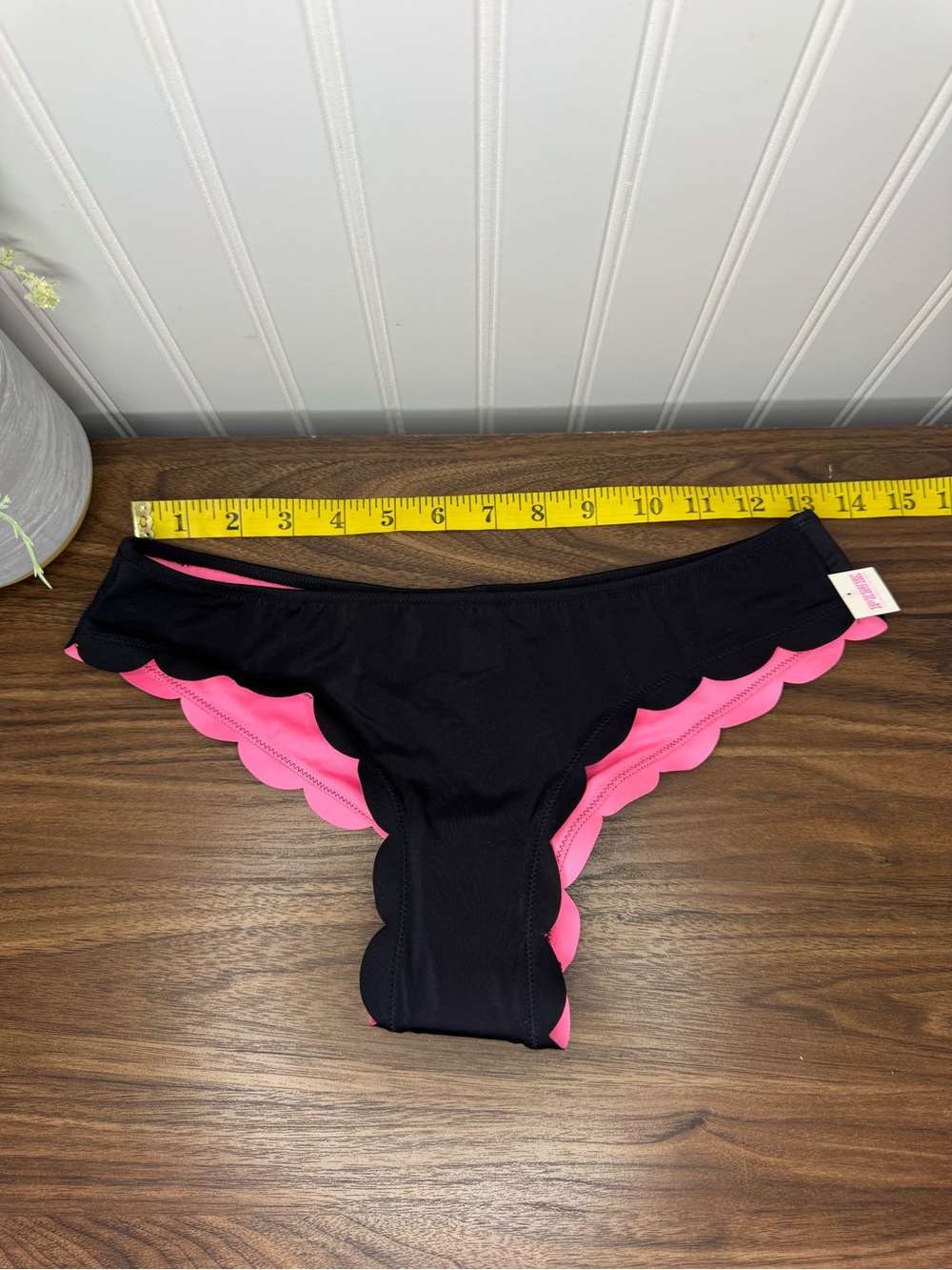 Pink by Victorias Secret Womens Pink Black Scalloped Edge Bikini Bottoms Small - Picture 7 of 7